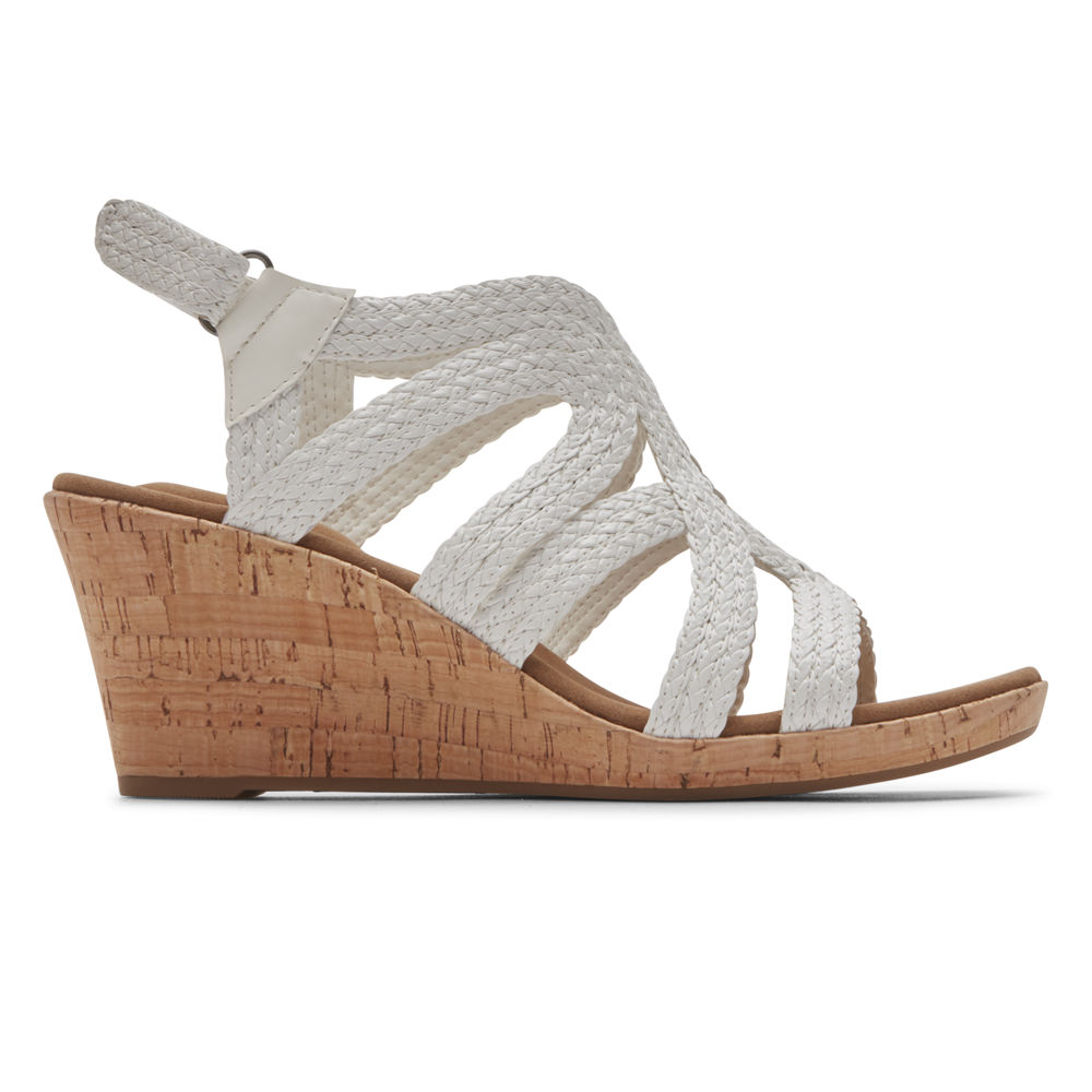 Rockport Womens Sandals White - Briah Braided - UK 437-CODGQF